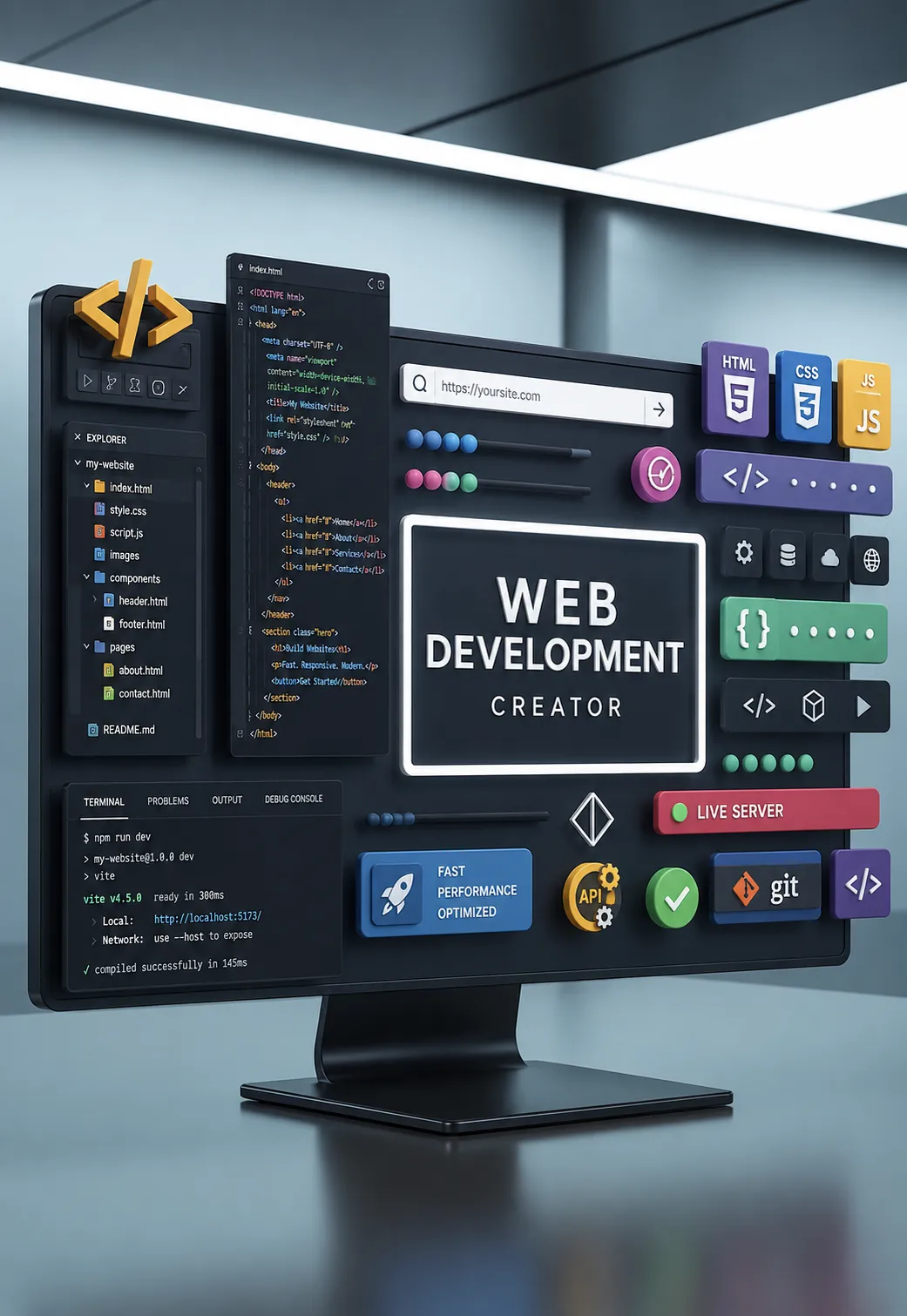 Custom web application work on a laptop
